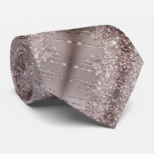 Zwarte gouden glitter - Sparkle drijft gouden Stro Stropdas (Opgerold)