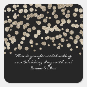 Zwarte & Gouden Glitter Stippen Moderne Stickers