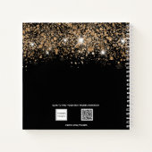 Zwarte gouden glitterscript-naam notitieboek (Achterkant)