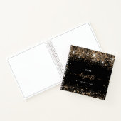 Zwarte gouden glitterscript-naam notitieboek (Binnen)