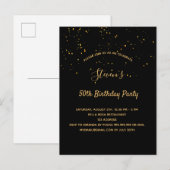 Zwarte gouden gouden feestdag, eenvoudige uitnodig briefkaart (Voorkant / Achterkant)
