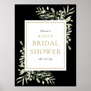 Zwarte Gouden Groene Bruiloftsbruid Welcome Poster