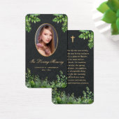 Zwarte Gouden Groene Foto Herdenkings Gebedskaarte Visitekaartje (Bureau)