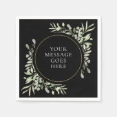 Zwarte Gouden Groene Zachte Eucalyptusbladeren Servet (Voorkant)