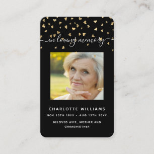 Zwarte gouden harten fotografietoestel visitekaartje