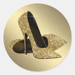 Zwarte gouden hooggehakte schoenstickers ronde sticker