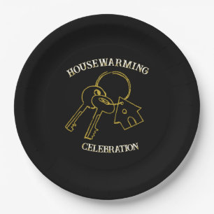 Zwarte Gouden Housewarming Papieren Borden Bordje