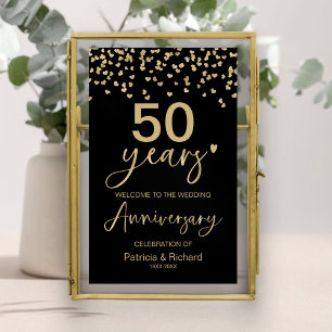 Zwarte gouden huwelijksjubileum welkomstbord poster