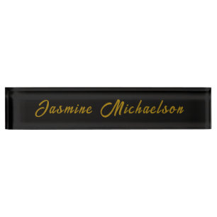 Zwarte & Gouden kalligrafie Minimalistische Eigen Naambordje