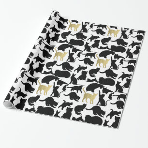 Zwarte Gouden Katten Cadeaupapier