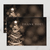 Zwarte & Gouden Kerst Huwelijk Bedankbriefje Bedankkaart (Voorkant / Achterkant)