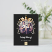 Zwarte gouden kerstbal zakelijke foto kerstkaart (Staand voorkant)