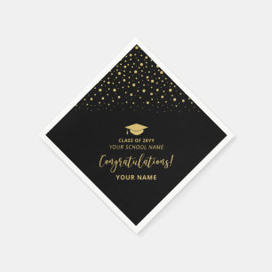 Zwarte Gouden Klas Afstudeerfeest Servet