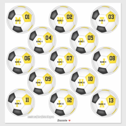 zwarte gouden kleuren 13 voetbalkleuren stickers (Vel)
