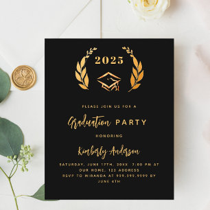 Zwarte gouden krans 2025 Graduation Party uitnodig