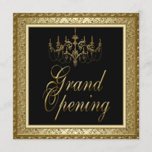Zwarte Gouden Kroonluchter Zakelijke Grand Opening Kaart