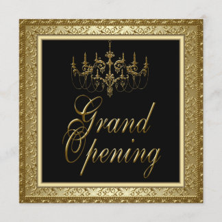Zwarte Gouden Kroonluchter Zakelijke Grand Opening Kaart