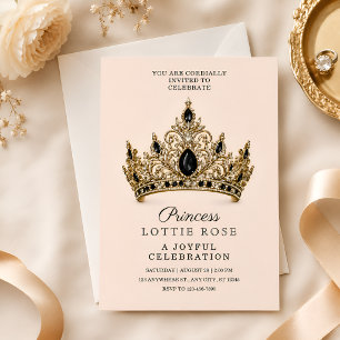 Zwarte Gouden Kroonprinses 5e Verjaardag Kaart