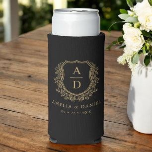 Zwarte Gouden Kuif Moderne Monogram Trouwdag