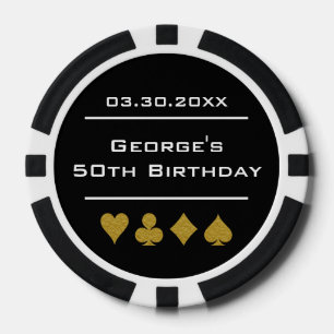 Zwarte & Gouden Las Vegas Casino Poker Chip Verjaa
