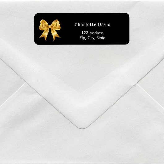 Zwarte gouden lint retouradres etiket