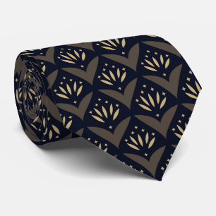 Zwarte gouden lotus vintage etnisch patroon stropdas