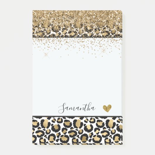 Zwarte gouden luipaard post-it® notes (Voorkant)
