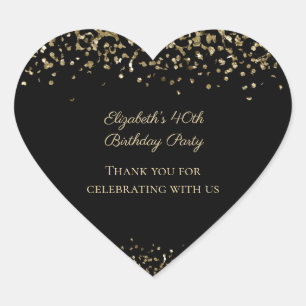 Zwarte Gouden Luipaardprint Glitter Overlay Verjaa Hart Sticker