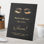 Zwarte gouden make-up kunstenaar openingstijden we reclamebord met voetstuk (Insitu)