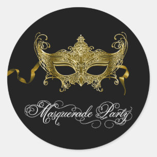 Zwarte Gouden Maskerade Feest Stickers