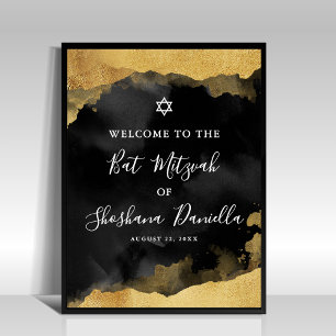 Zwarte Gouden Mitzvah Welkomstbord Poster