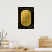 Zwarte & gouden moderne Arch Wedding Seating Chart Poster (Keuken)