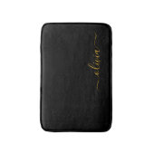 Zwarte Gouden Moderne Script Meisjesachtige Monogr Badmat (Voorkant Verticaal)