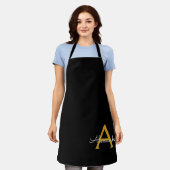 Zwarte Gouden Moderne Script Meisjesnaam Monogram  Schort (Gedragen)