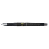Zwarte Gouden Monogram Beginletters Script Typogra Pen (Voorkant)
