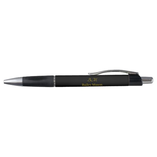 Zwarte gouden monogram Initiaal scriptnaam pen (Bovenkant)