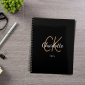 Zwarte gouden monogram initialen naam minimalist 2 planner