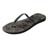 Zwarte gouden rozen bloemen, naam script teenslippers (Schuin)