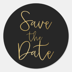 Zwarte & Gouden Script Type SAVE THE DATE Sticker