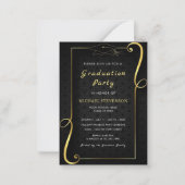 Zwarte gouden sieraden omlijste afstudeeruitnodigi notitiekaartje (Voorkant)