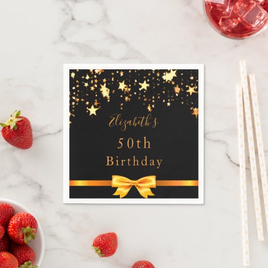 Zwarte gouden sterren in het moderne monogram servet (Insitu)