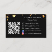 Zwarte gouden sterren logo Qr-code sociale media Visitekaartje (Achterkant)