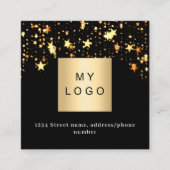 Zwarte gouden sterren logo QR-code Vierkante Visitekaartje (Voorkant)