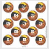 zwarte gouden teamkleuren basketbal 13 spelers sticker (Vel)