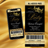 Zwarte Gouden Ticket Stijl Masquerade Feest Kaart