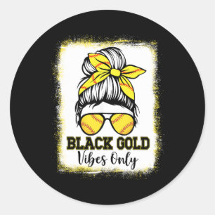 Zwarte Gouden Trillingen Alleen Zachte T-shirt Vro Ronde Sticker