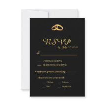 Zwarte Gouden Trouw RSVP Kaart