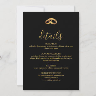 Zwarte Gouden Trouwdetails Kaart