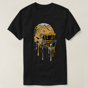 Zwarte Gouden Voetbalhelm Ijs Drip T-shirt