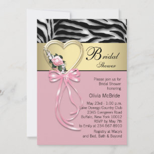 Zwarte Gouden Zebra Roze Zebra Bruiloft Feest Kaart